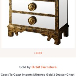 Three Drawer Chest in Azen Mirror with Antique Gold 32155