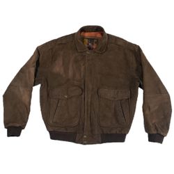 Vintage Structure Suede Leather Bomber Jacket Genuine Leather