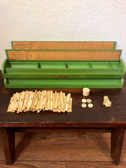 1920’s Mahjong Wood Racks Bone Scoring Sticks Dice Mah-Jongg USA