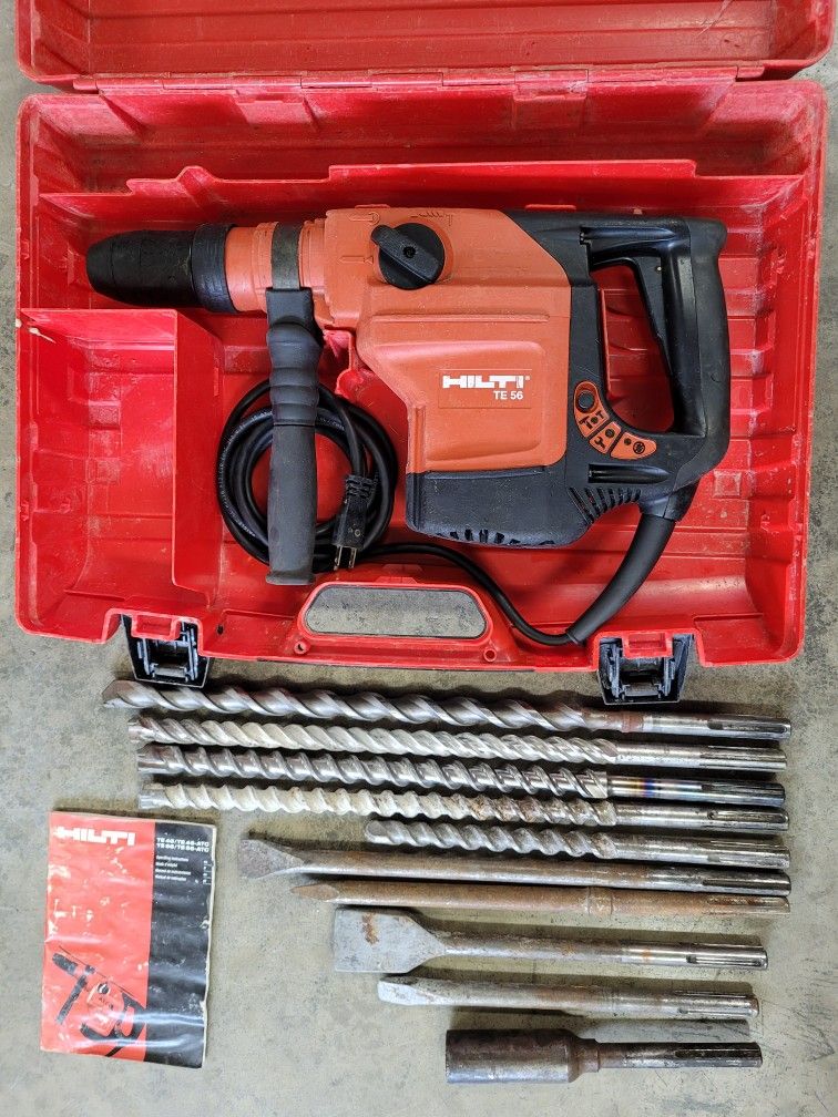 Hilti TE56 Rotary Chipping Hammer Drill SDS, With Drill Bits, Chipping