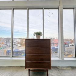 Midcentury Modern Minimalist Brown Wood Dresser Chest Of Draws (🚚 Free Delivery)