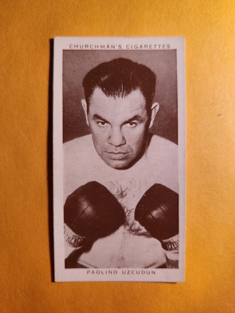 NM Authentic 1938 Churchman's Cigarettes Paolino Uzcudun Boxing Tobacco Card #36