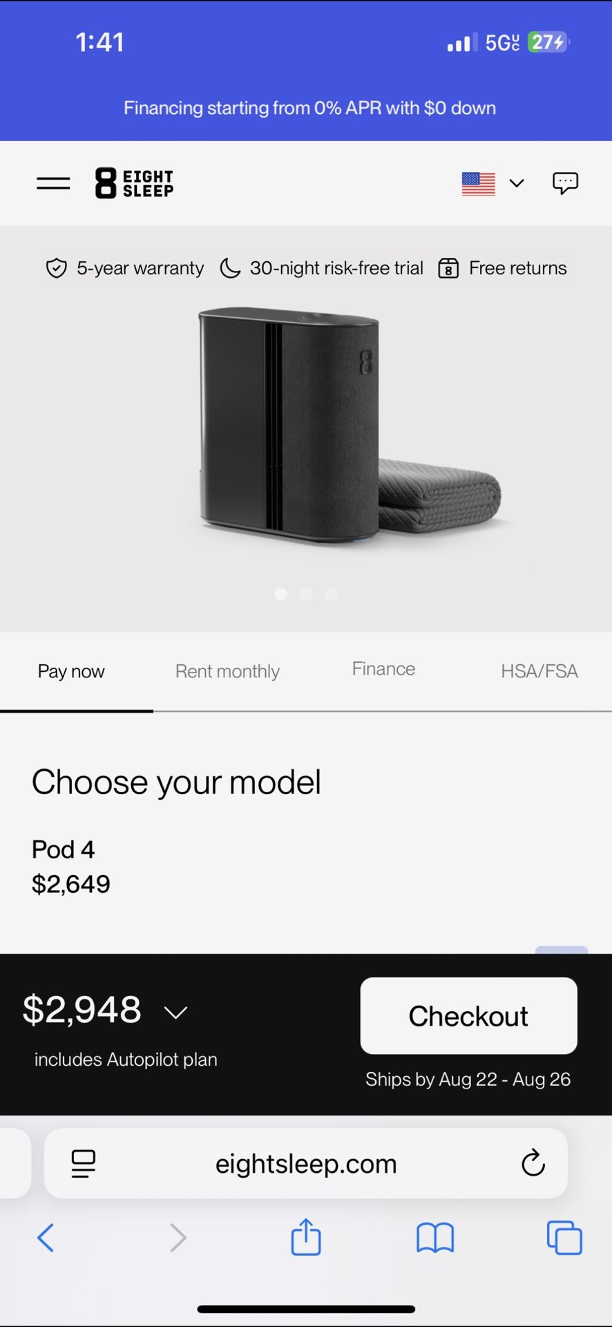 Unopened Eight Sleep Pod 4