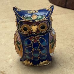 Mini Cloisonné Owl Figurine –