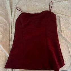 Emerson Lang-Maroon-Tube Top-Shoulder Straps