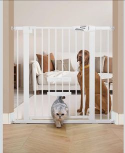 Brand new Babelio 36" Tall Pet Gate with Cat Door, CatPrivilege II, 29-40", White
6-Level Adjustable Metal Pet Gate, Auto-Close Safety Gates with Pet