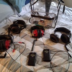 Nascar Four Headsets With Radios And Backpack