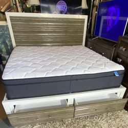 King Bed frame And Mattress 