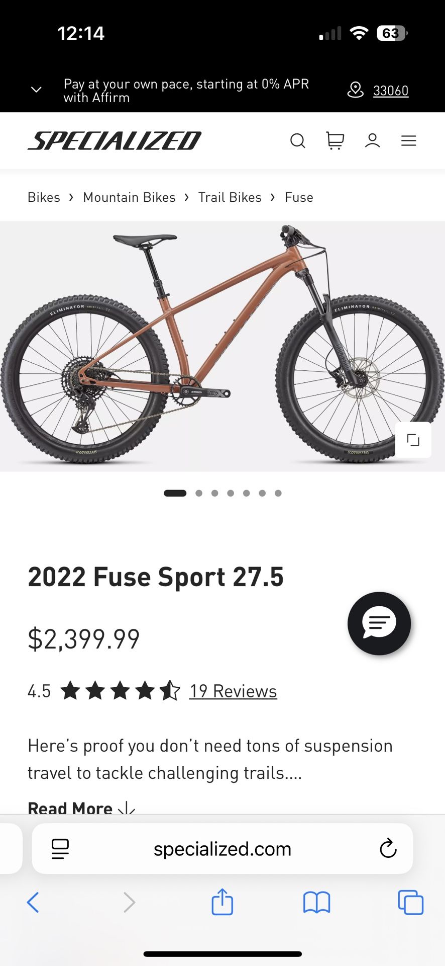 Small 2022 Specialized Fuse Sport 27.5