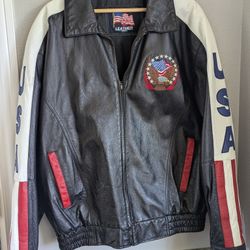 American Flag Men's Genuine Leather Jacket