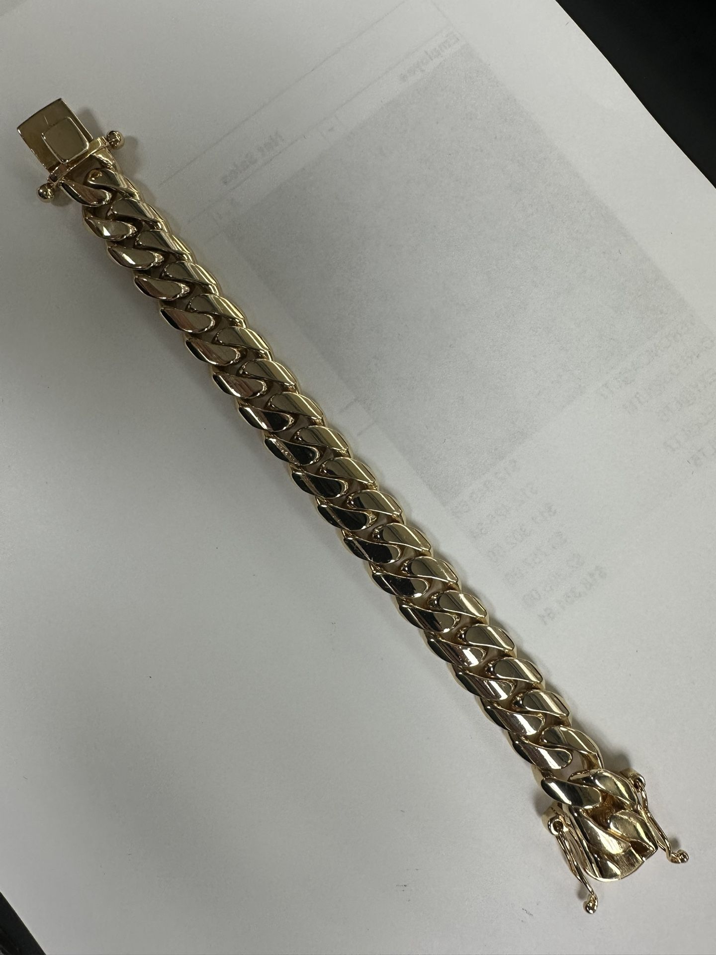 14K Cuban Pink Bracelet 7.75 Inches 15.1mm