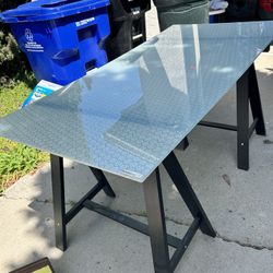 Ikea Glass Top, Sawhorse Table 