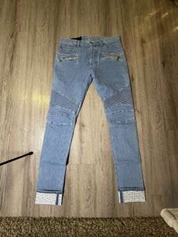 Men’s Balmain Biker Jeans – Light Wash – Size 31