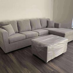 Brand New Grey Sectionals With Free Ottoman