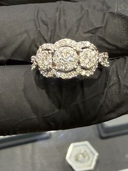 10k white gold ring with diamonds 838139-1 size 9 3/4