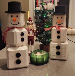 Rustic Homemade Wood DIY Snowman Christmas Decor