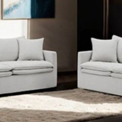 Brand New Grey Super Plush Modern Style Sofa & Loveseat 