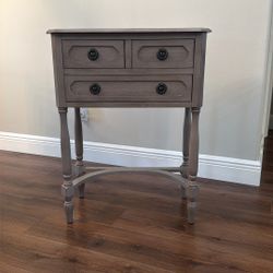 Grey Wood Accent Table With Drawers 