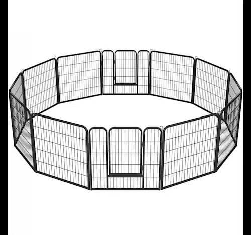 Black 12 Panels Metal Dog Playpen, 32" W X 32" H