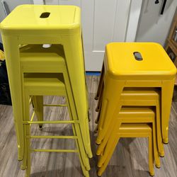 18” And 30” Metal Stools In Good Condition