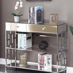 Town Square 1 Drawer Mirrored Console Table - Silver