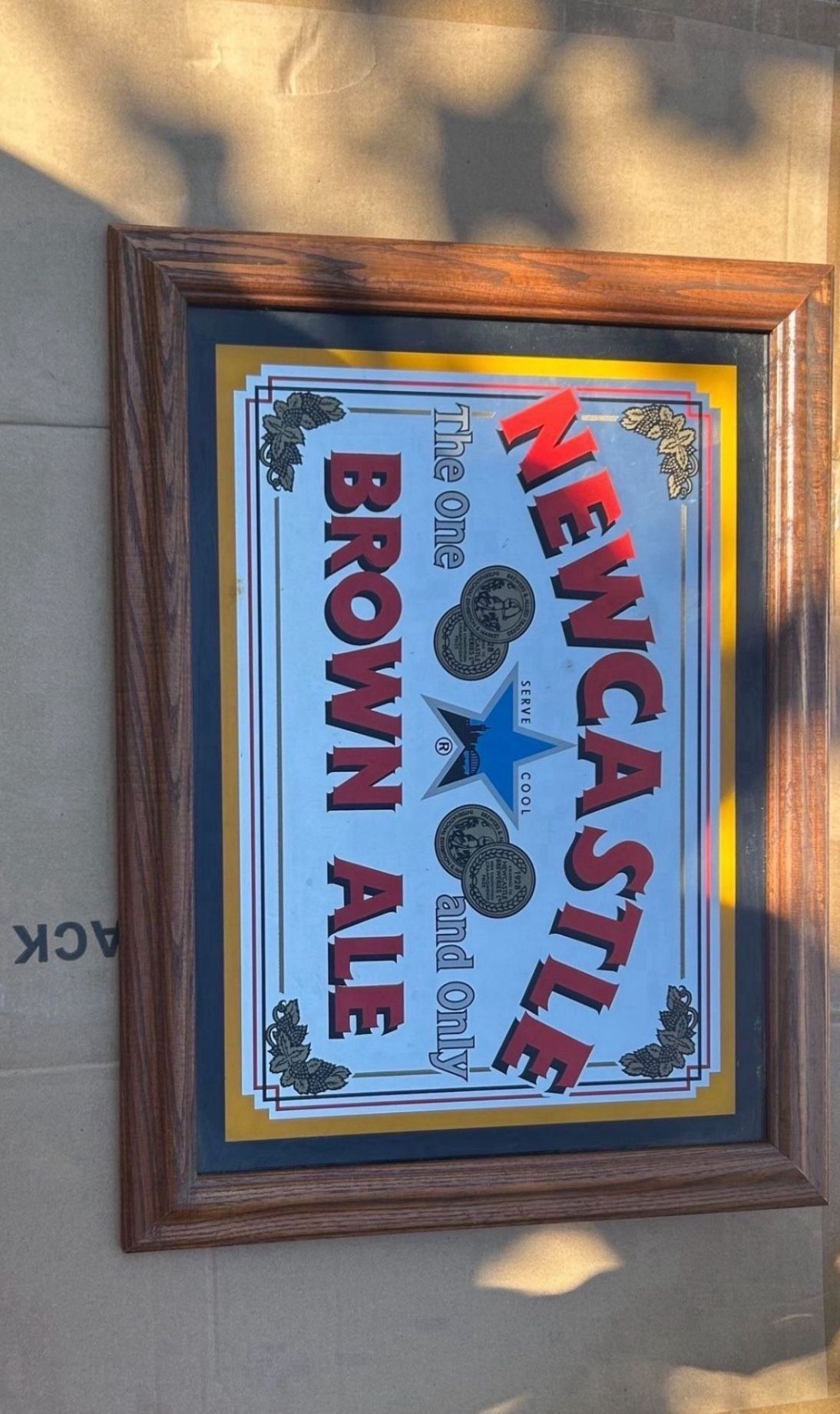 Vintage Newcastle Brown Ale Mirror Sign – Framed