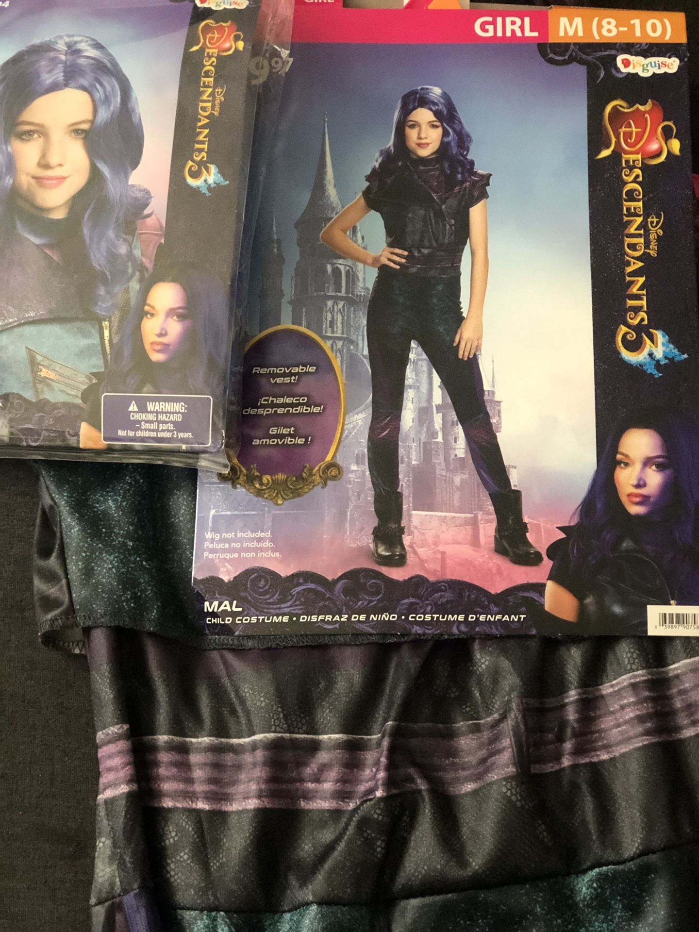 Descendants 3 Mal Costume including wig size 8-10