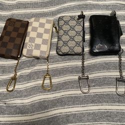 Louis Vuitton White And Blue Checker Board Coin Bag