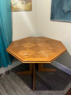 Octagonal Oak Wood Dining Table