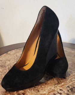 KORS by Michael Kors Wedge Heels , Black Suede, 8.5 Women