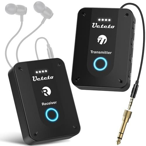 Wireless in Ear Monitor System 2.4G Stereo IEM System with Transmitter Beltpack Receiver Automatic Pairing, for Studio, Band Rehearsal, Live Pe