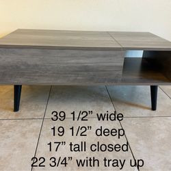 Grey Lift Top Coffee Table With Storage