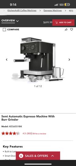 Semi Automatic Espresso Machine with Burr Grinder