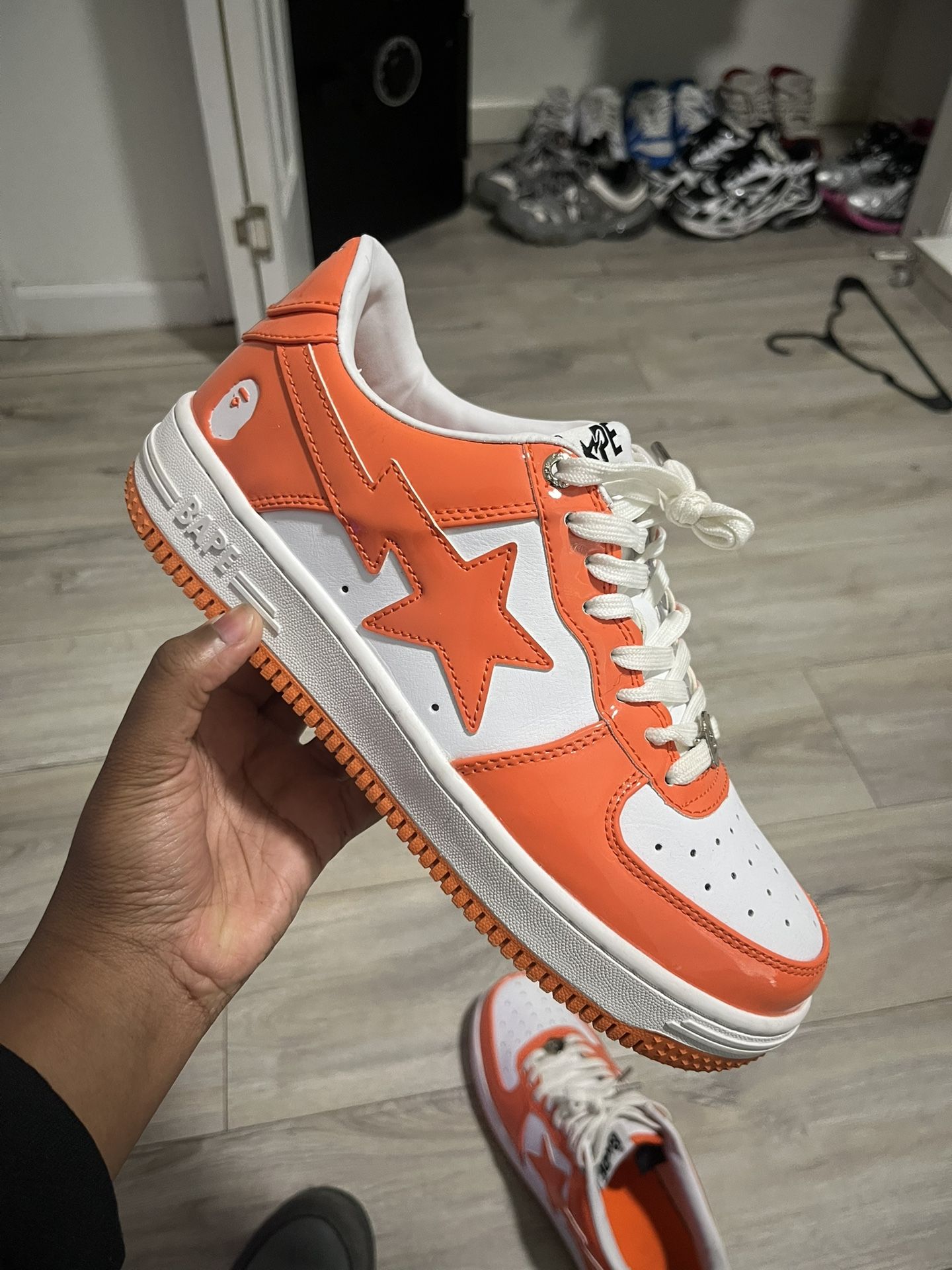 bape bapesta orange size 8.5 mens