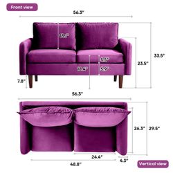 Purple velvet loveseat NWOT