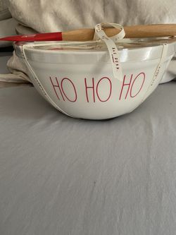 Rae Dunn Christmas Mixing Bowl with spatula