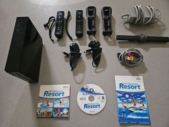 Black Nintendo Wii Console, Accessories, Sports Resort Game