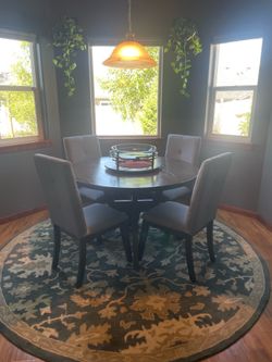 Modern Round Dining Table with 4 Upholstered Chairs