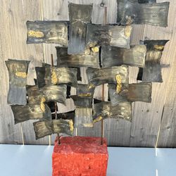 Large vintage metal sculpture brutalist