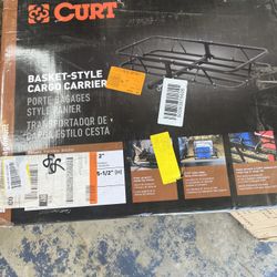 CURT 18145 48 x 20-Inch Basket Hitch Cargo Carrier, 500 lbs Capacity, Black Steel, Adapter Shank