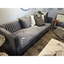 Sofa, Gray Plush