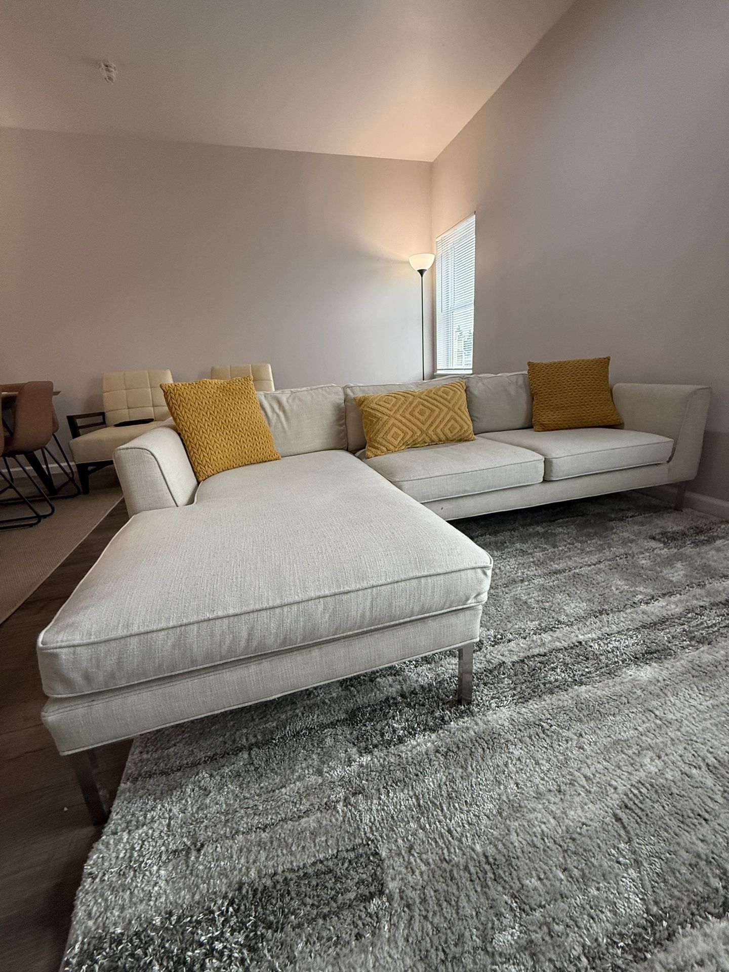 Modern Beige Linen Sectional Sofa