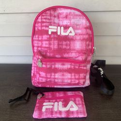 Fila Tie Dye Pink Fuchsia Hailee Mini Backpack Zip Pouch 2PC Set