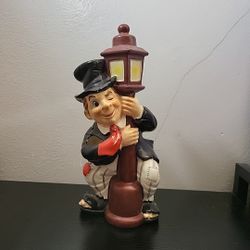 Vintage Bar Utensil Caddy Holder Hobo In Top Hat Holding Lamp Post