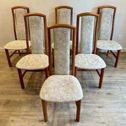 Vintage Danish Modern Solid Teak High Back Dining Chairs by Skovby