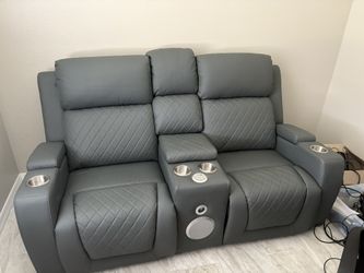 Home Theater Reclining Loveseat w/ Bluetooth Speakers, Storage & Cup Holders