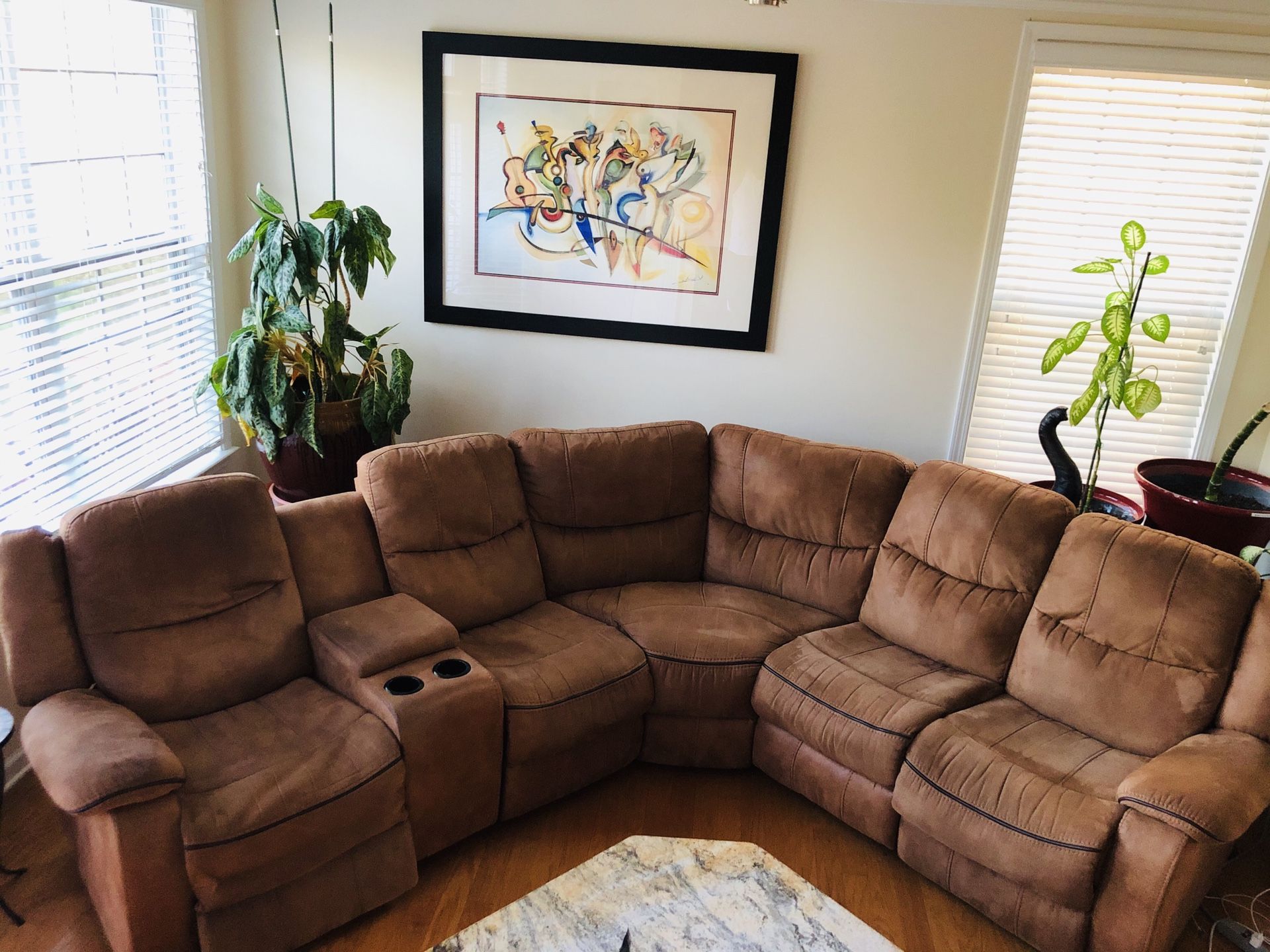 Brown Micro Fiber Reclining Sectional