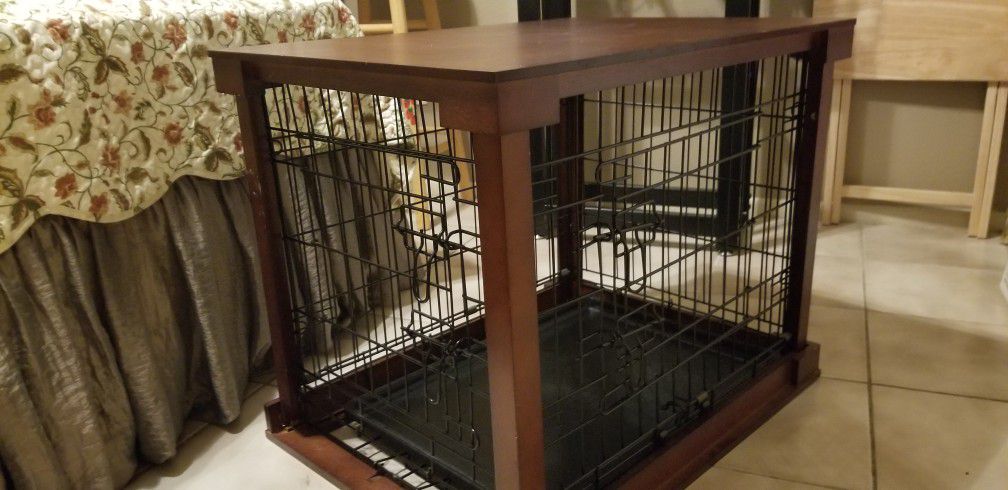 Dog Cage With Crate Cover Mahogany 