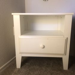 White Bedside Table with Drawer 