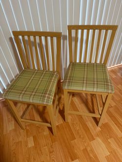 Set of 2 Wood Counter Height Bar Stools